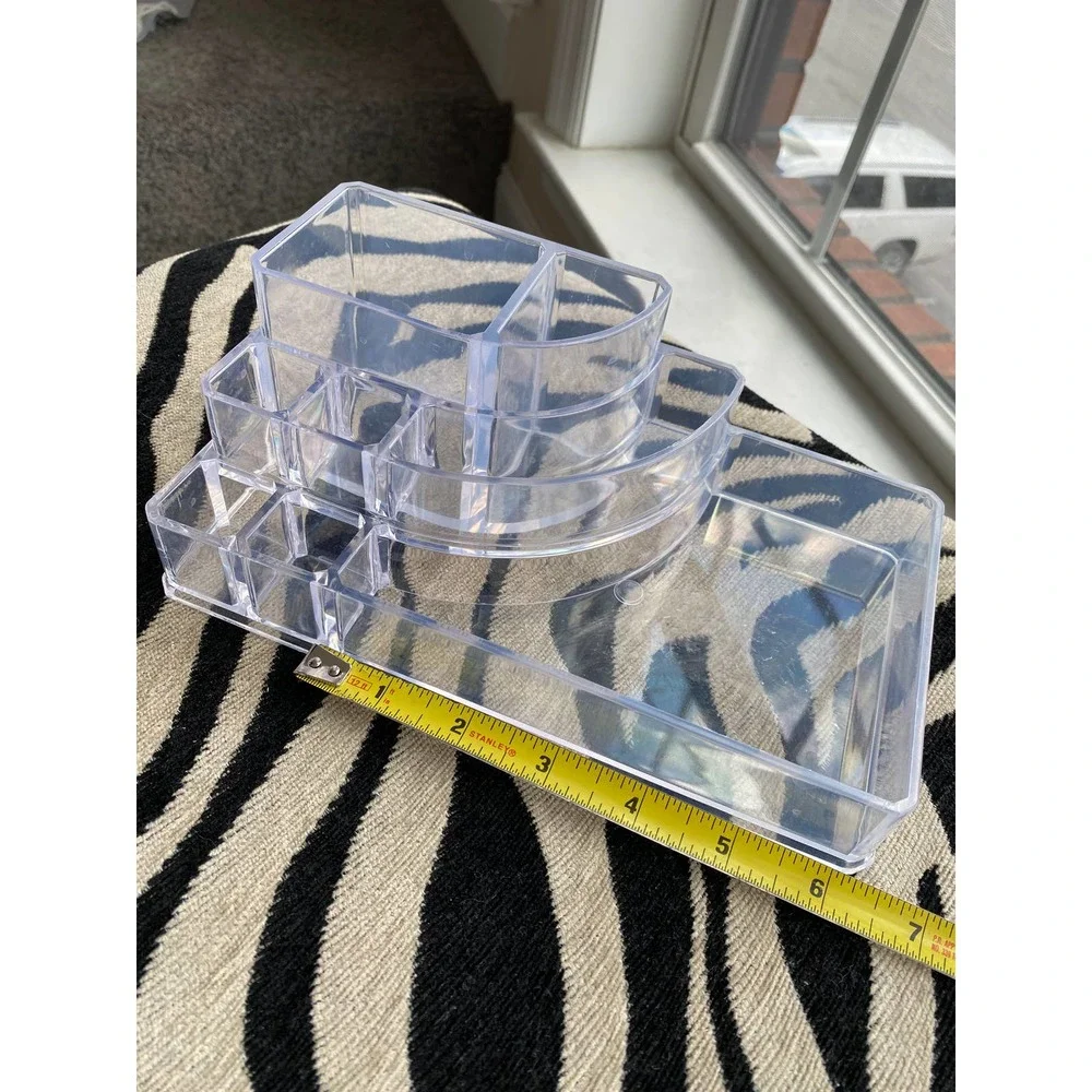 Clear plastic makeup storage organizer, 8.5 inches X 4.75 inches X 3 inches
